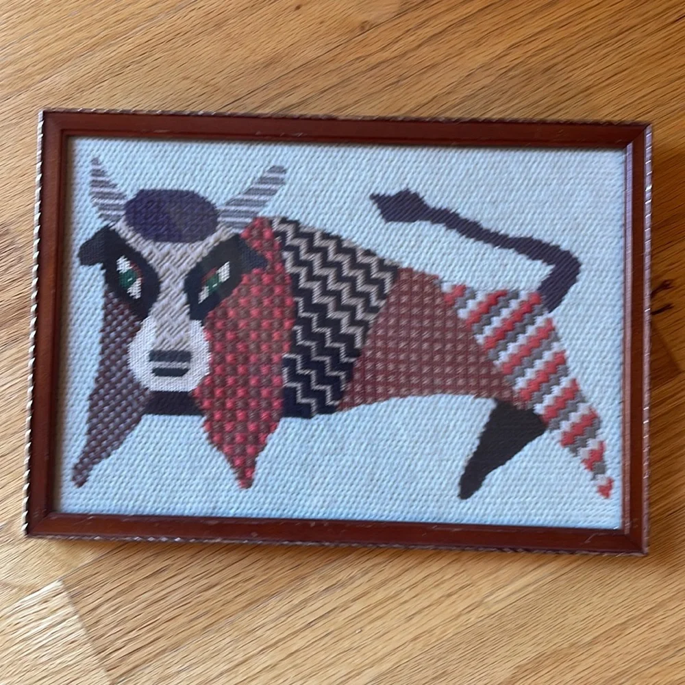 Vintage embroidery bull picture - Picture 8 of 8